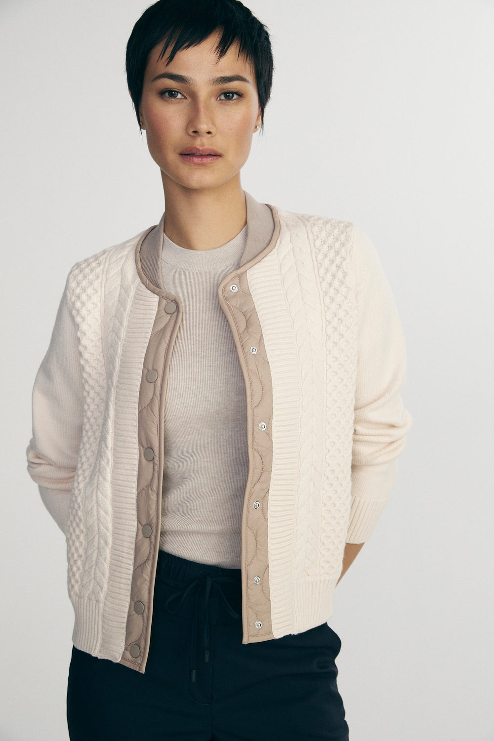 Blouson en tissu matelassé et en tricot