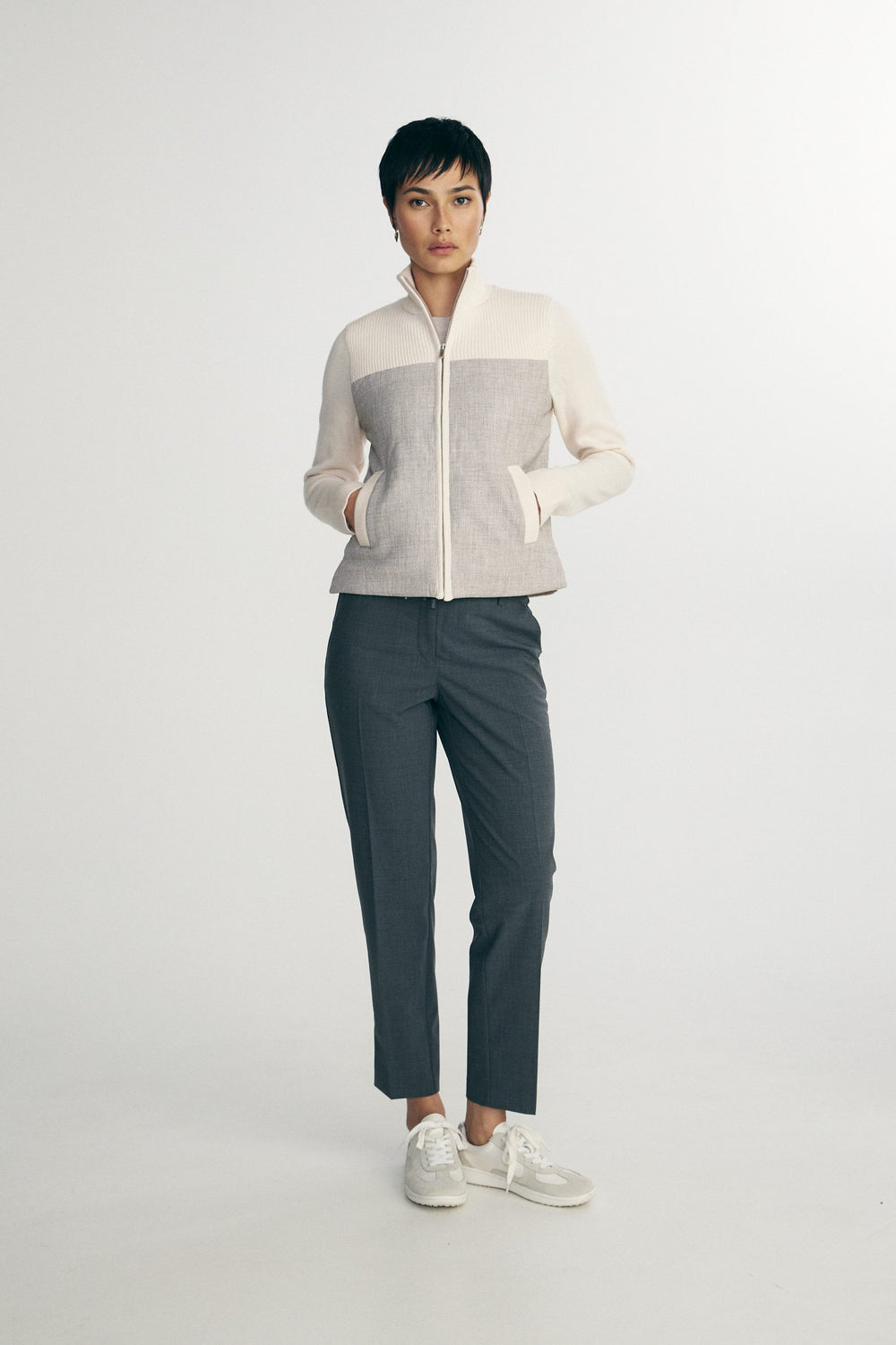 Blouson en tissu matelassé et en tricot