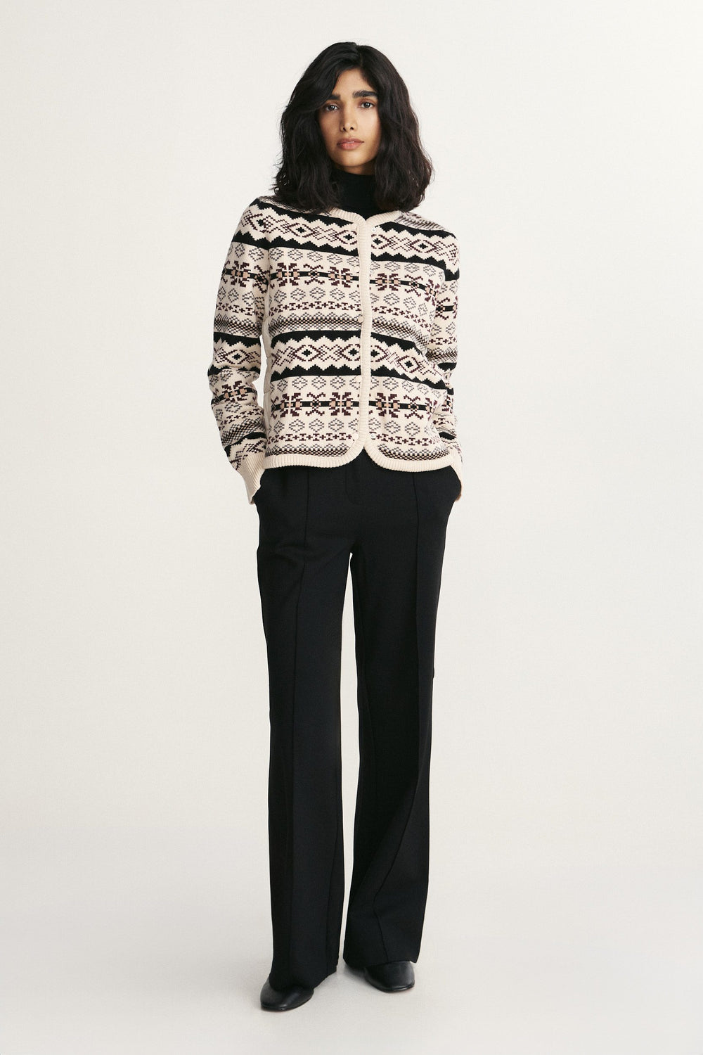 Quilted and jacquard knit jacket