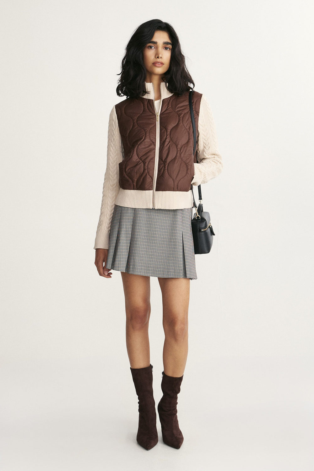 Knitted sleeves quilted jacket