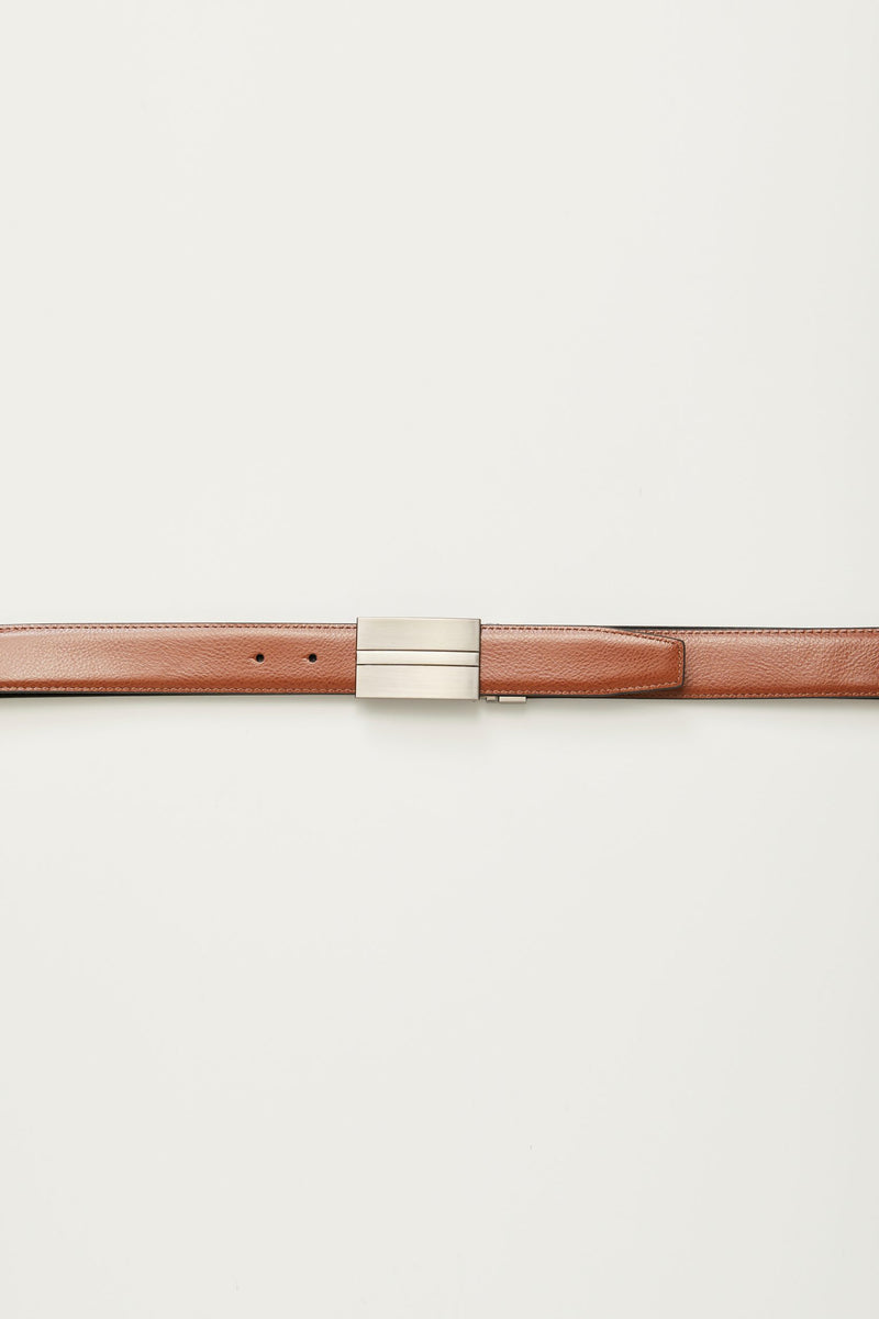 Plate buckle reversible belt