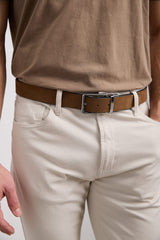 Reversible leather and suede belt