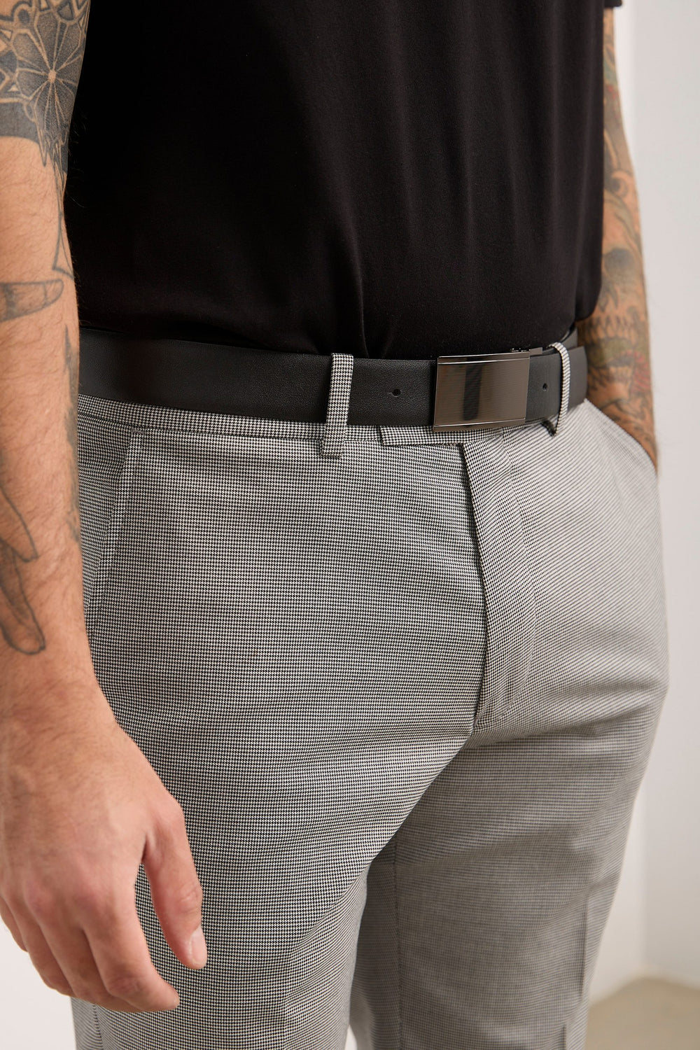 Ceinture en cuir réversible avec plaque