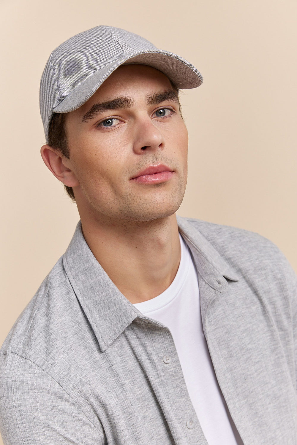 Linen blend baseball cap