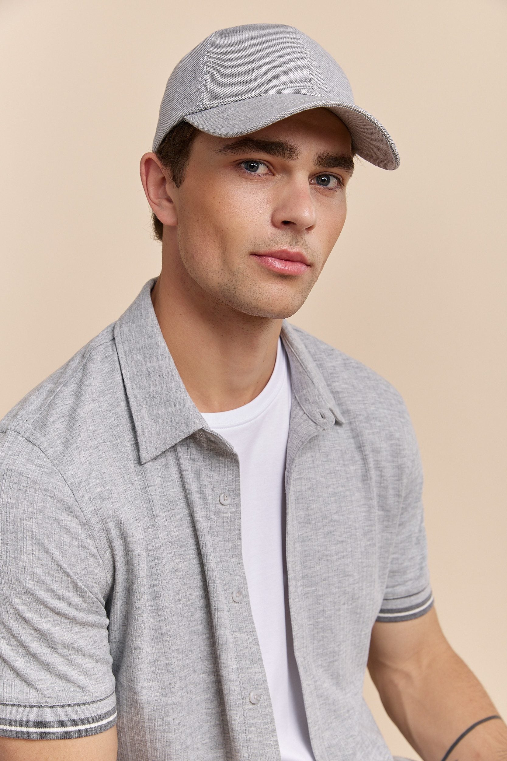 Linen blend baseball cap