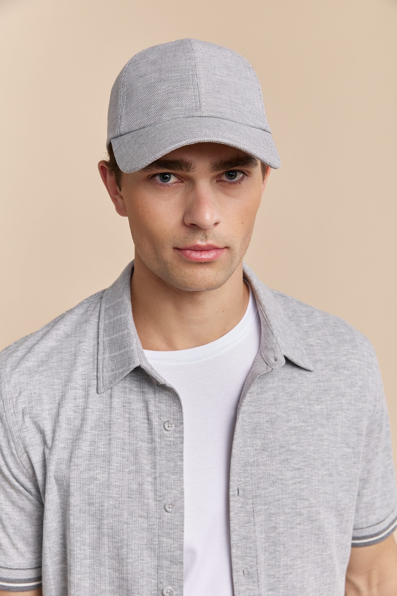 Linen blend baseball cap
