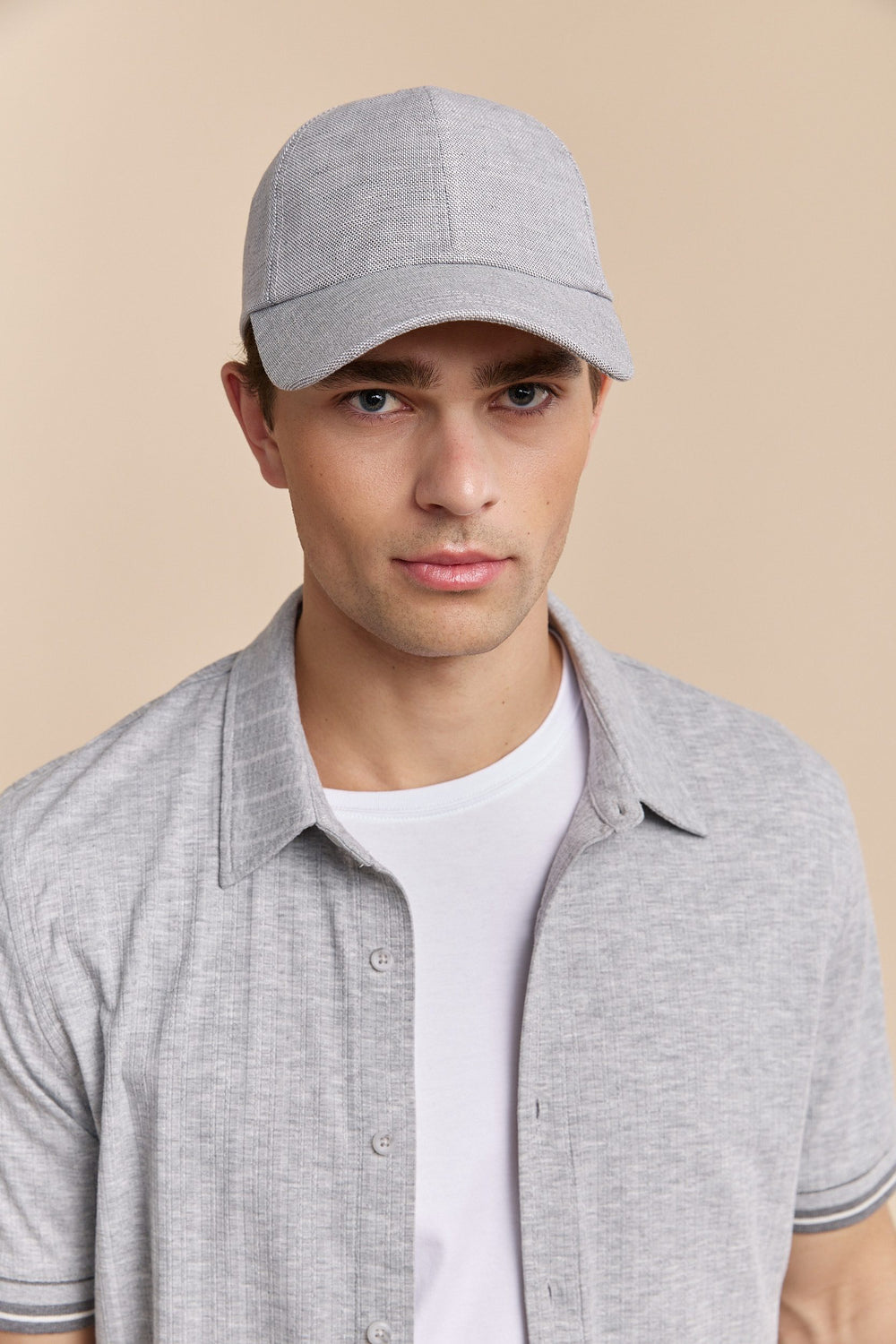 Linen blend baseball cap