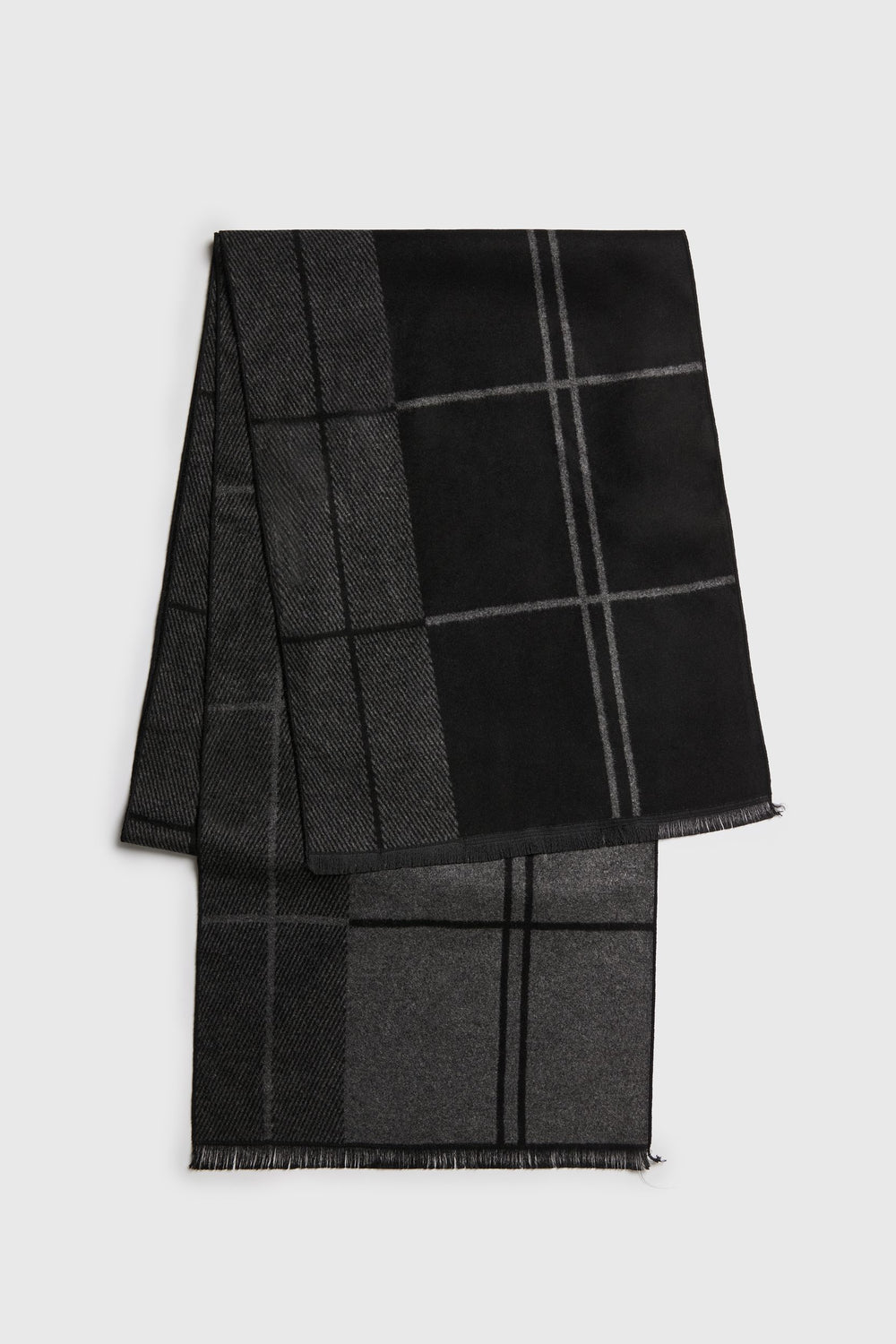Check design brushed scarf
