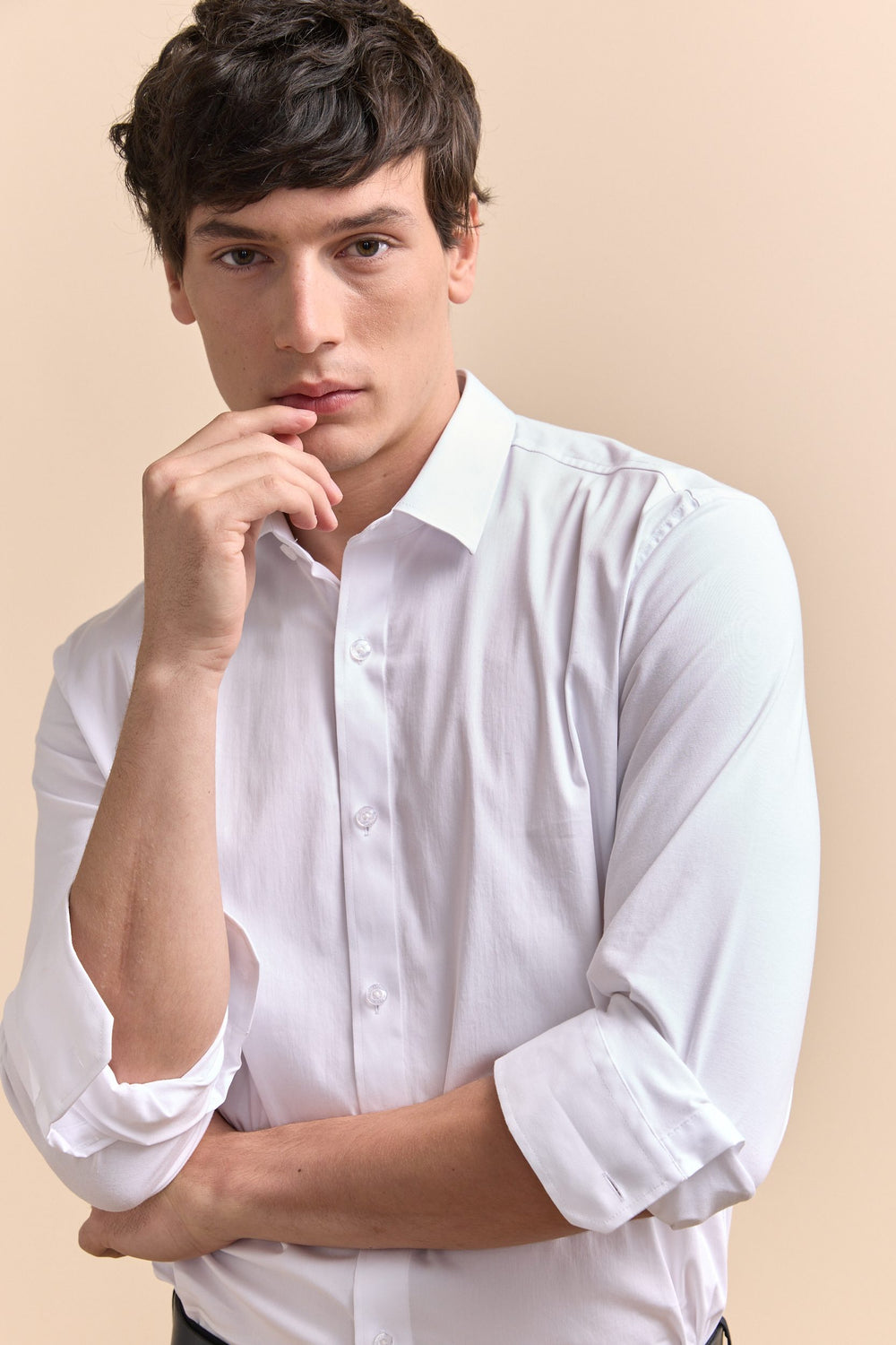 Chemise ajustée bi-matière