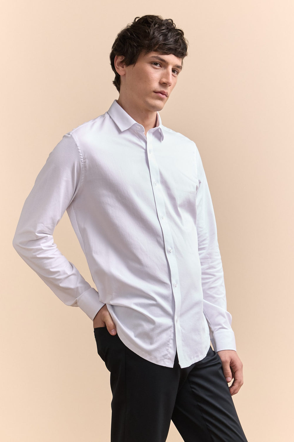 Chemise ajustée bi-matière