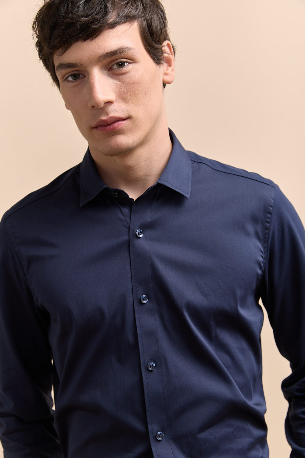 Chemise ajustée bi-matière