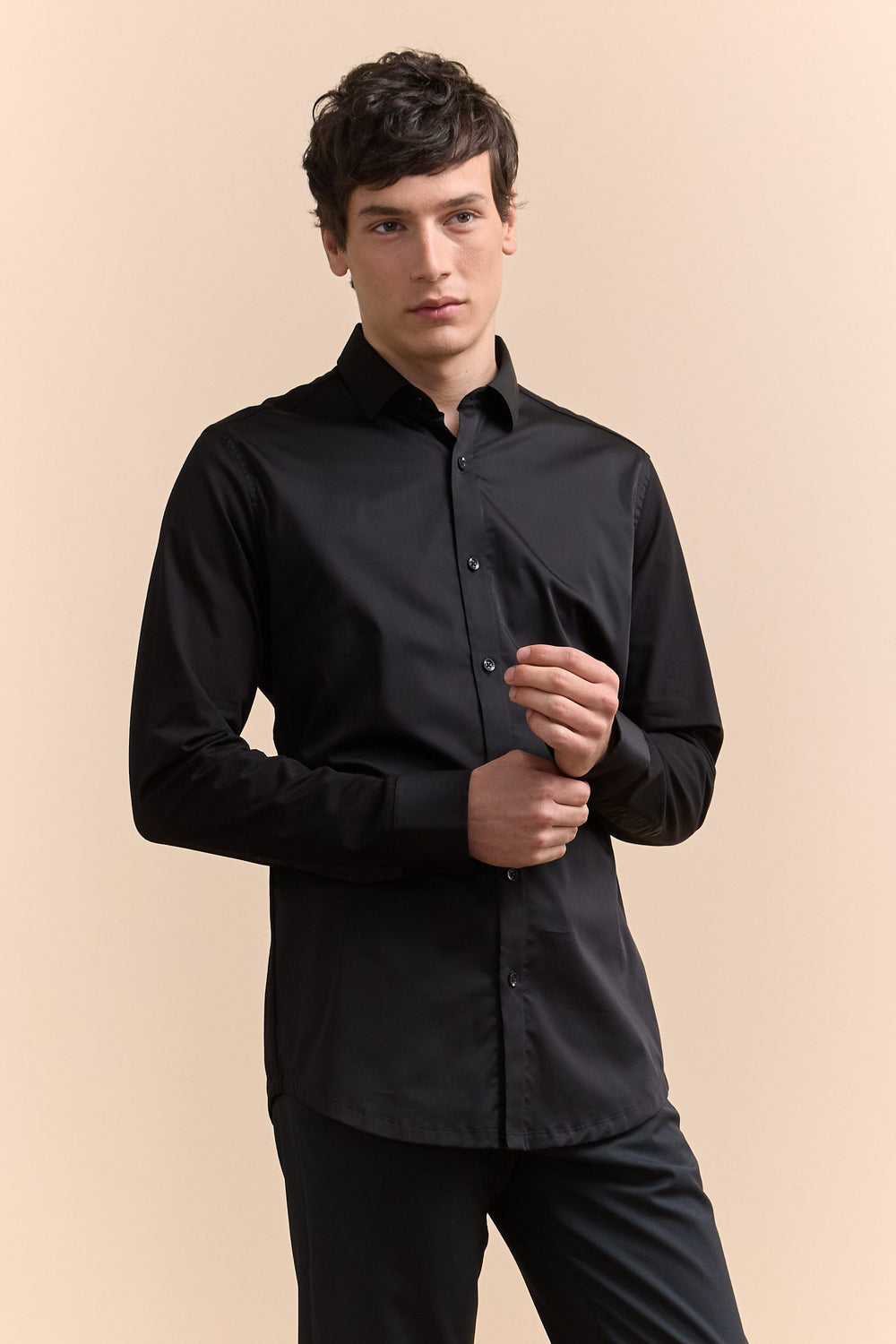 Chemise ajustée bi-matière