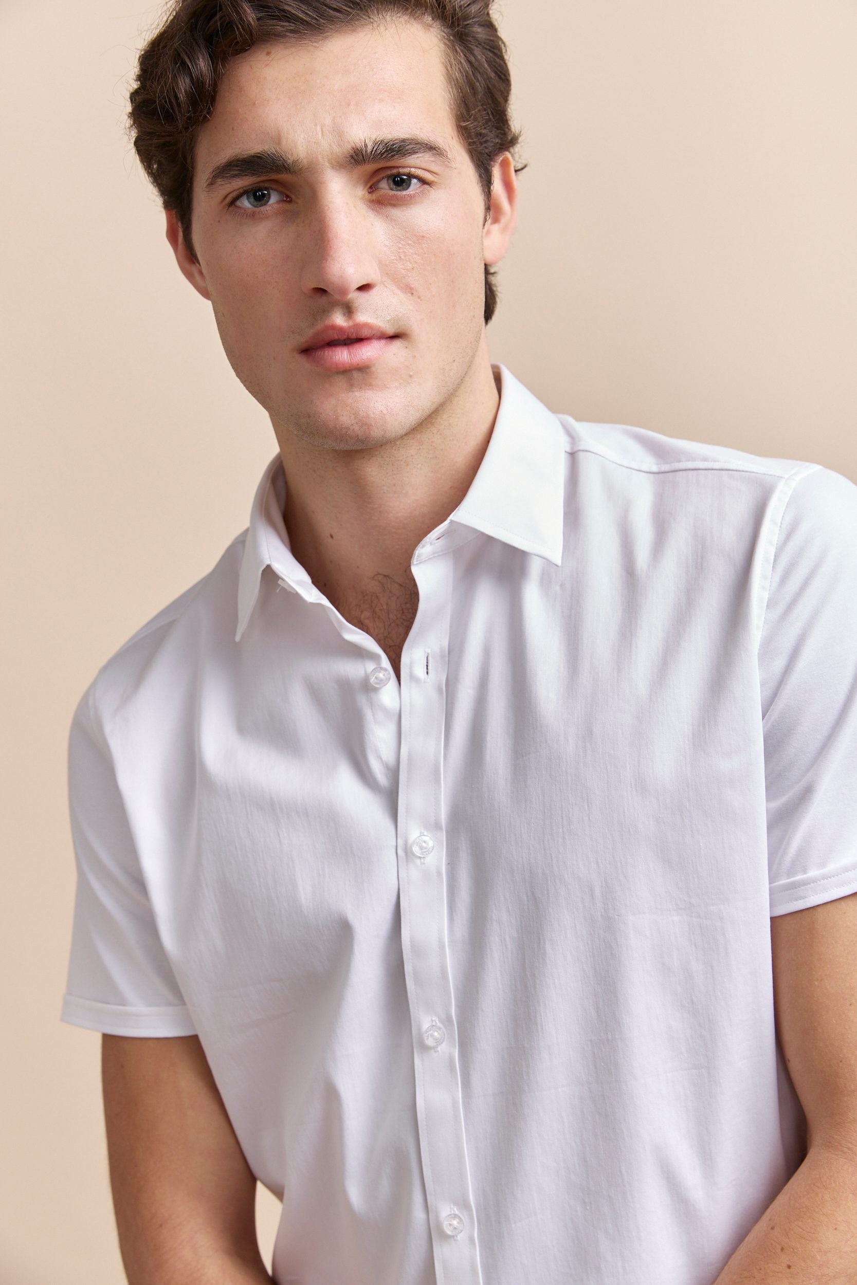 Fitted jersey back shirt