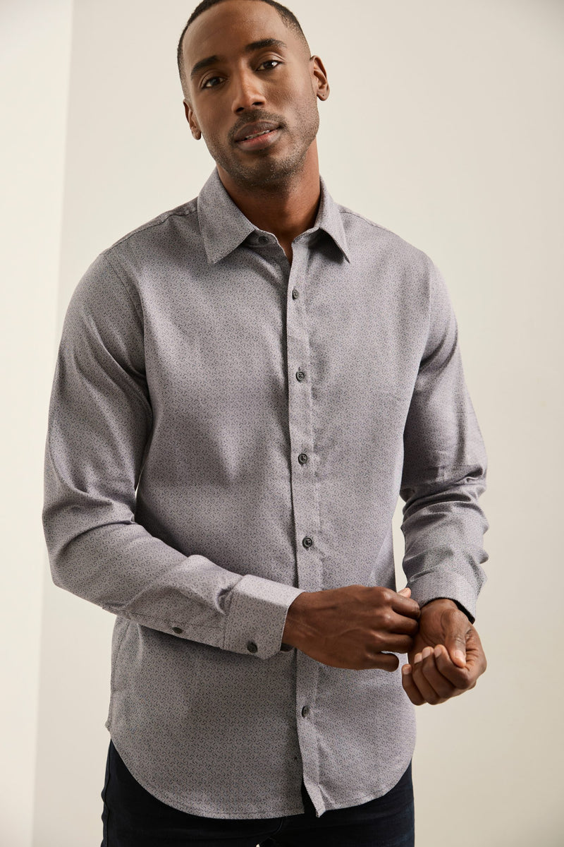 Fitted stretch shirt with prin