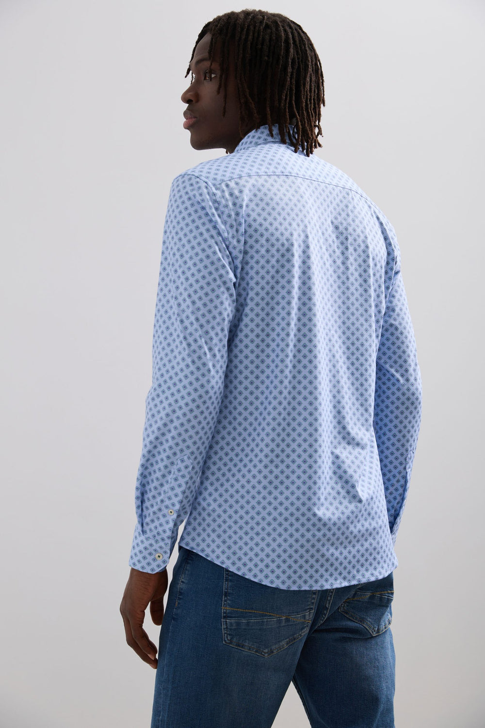 Chemise extra-ajustée en jersey à imprimé micro-fleurs