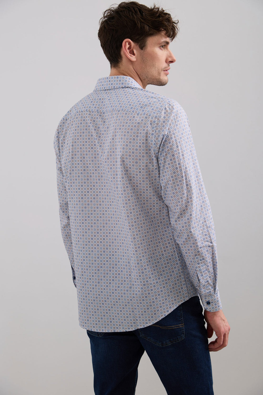 Chemise semi-ajustée imprimé micro motifs