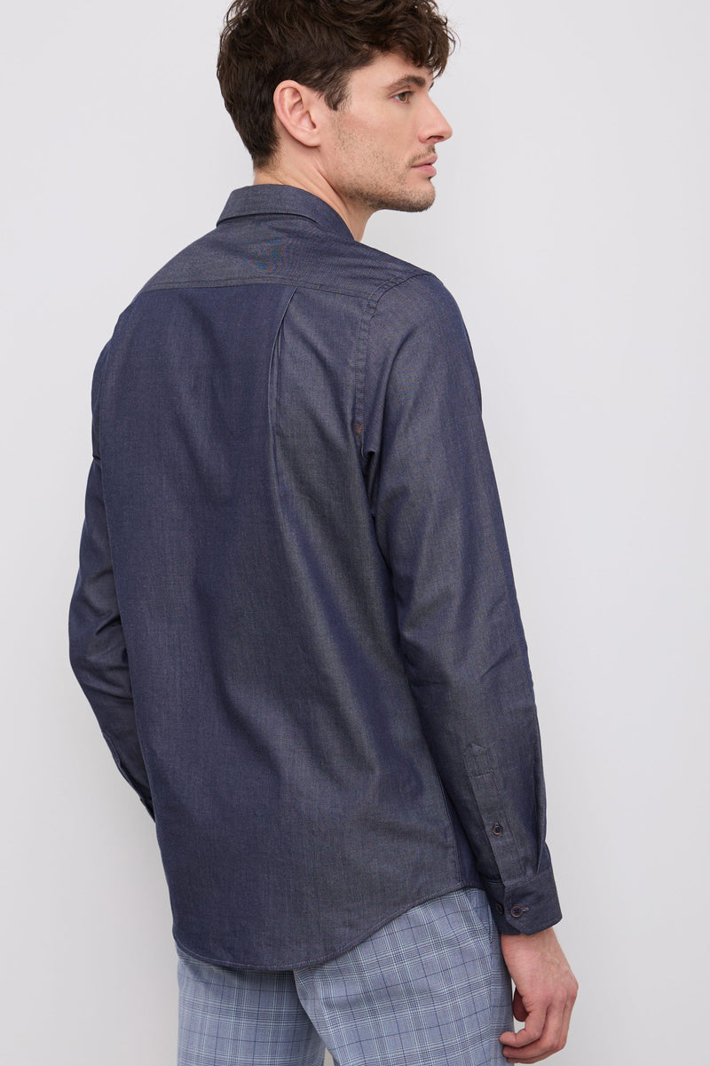 fitted denim shirt