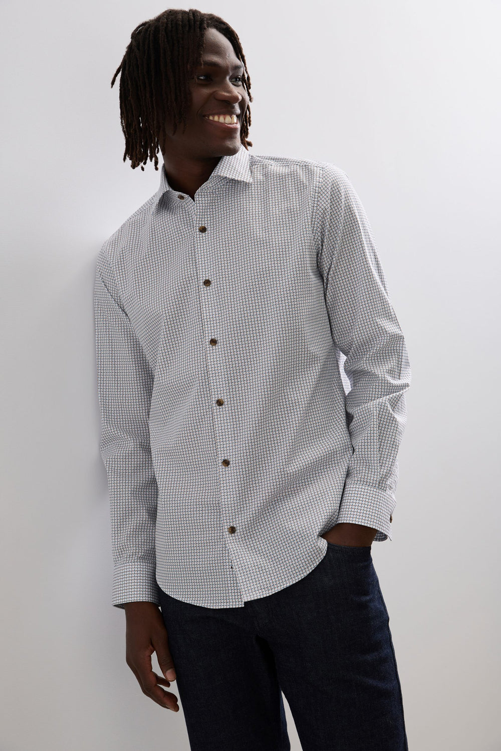 Chemise ajustée imprimé micro motif