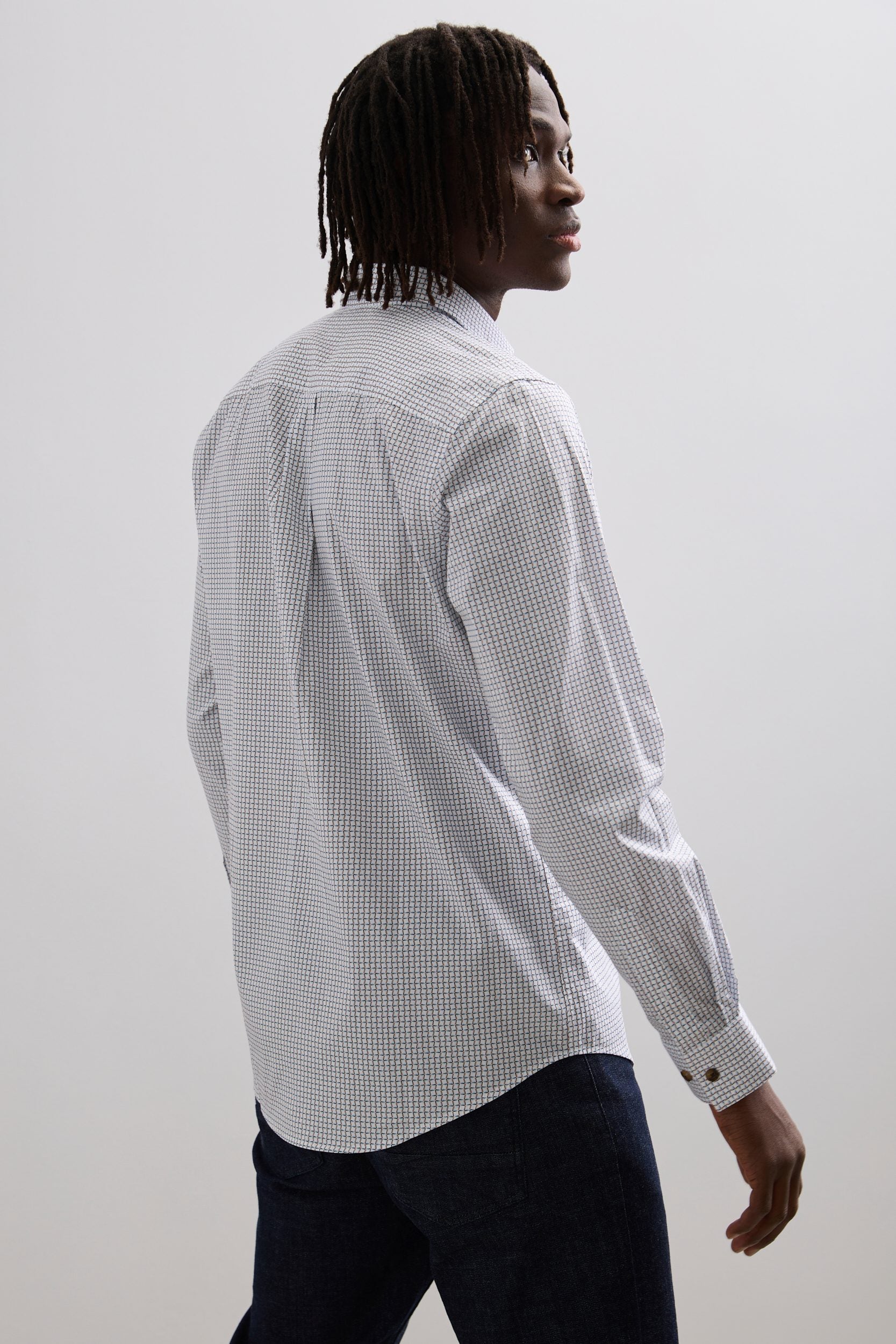 Chemise ajustée imprimé micro motif