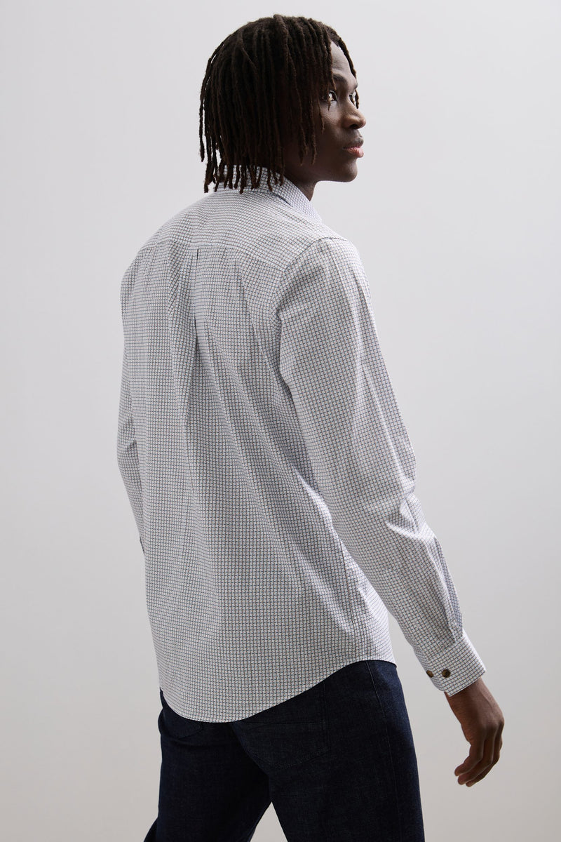 Micro Pattern Print Fitted Shirt