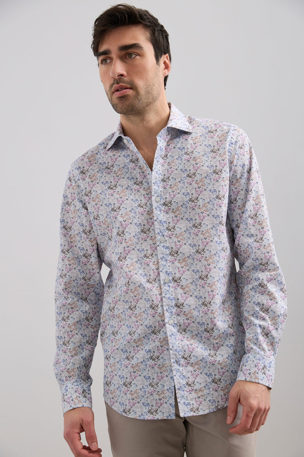 Chemise popeline ajustée à motif