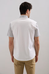 Geometric print shirt with jersey back
