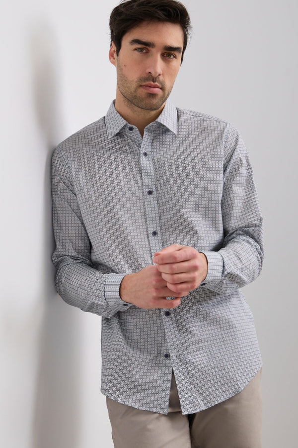 Micro pattern semi-fitted shirt