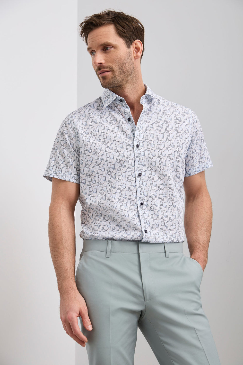 Chemise semi-ajustée en popelin imprimée