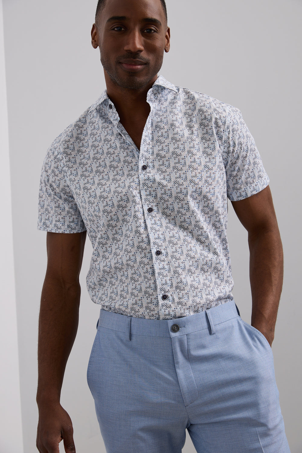 Chemise semi-ajustée en popelin imprimée