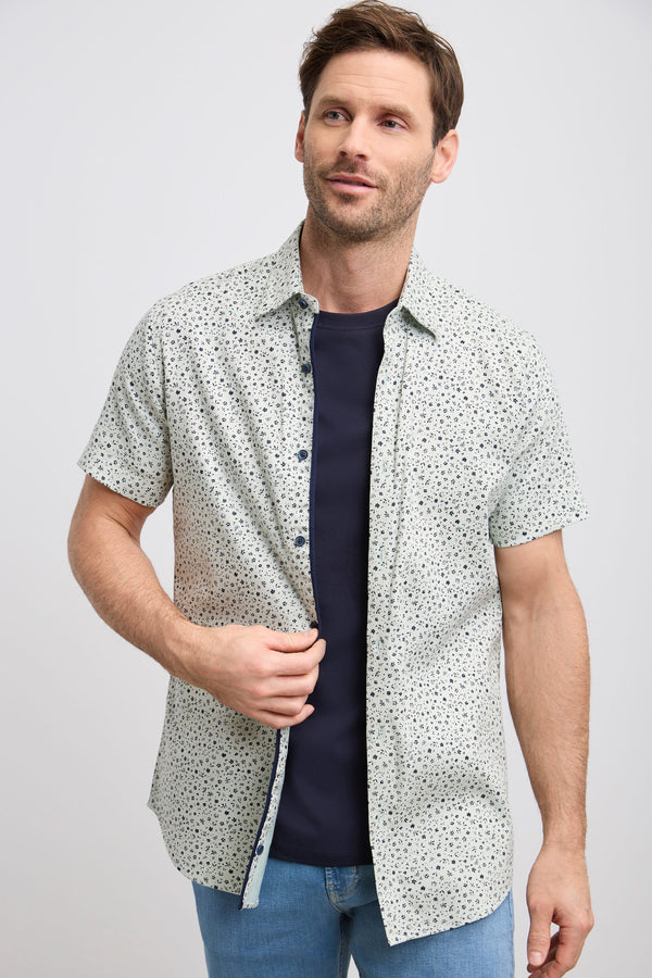 Extra-fitted flower printed shirt
