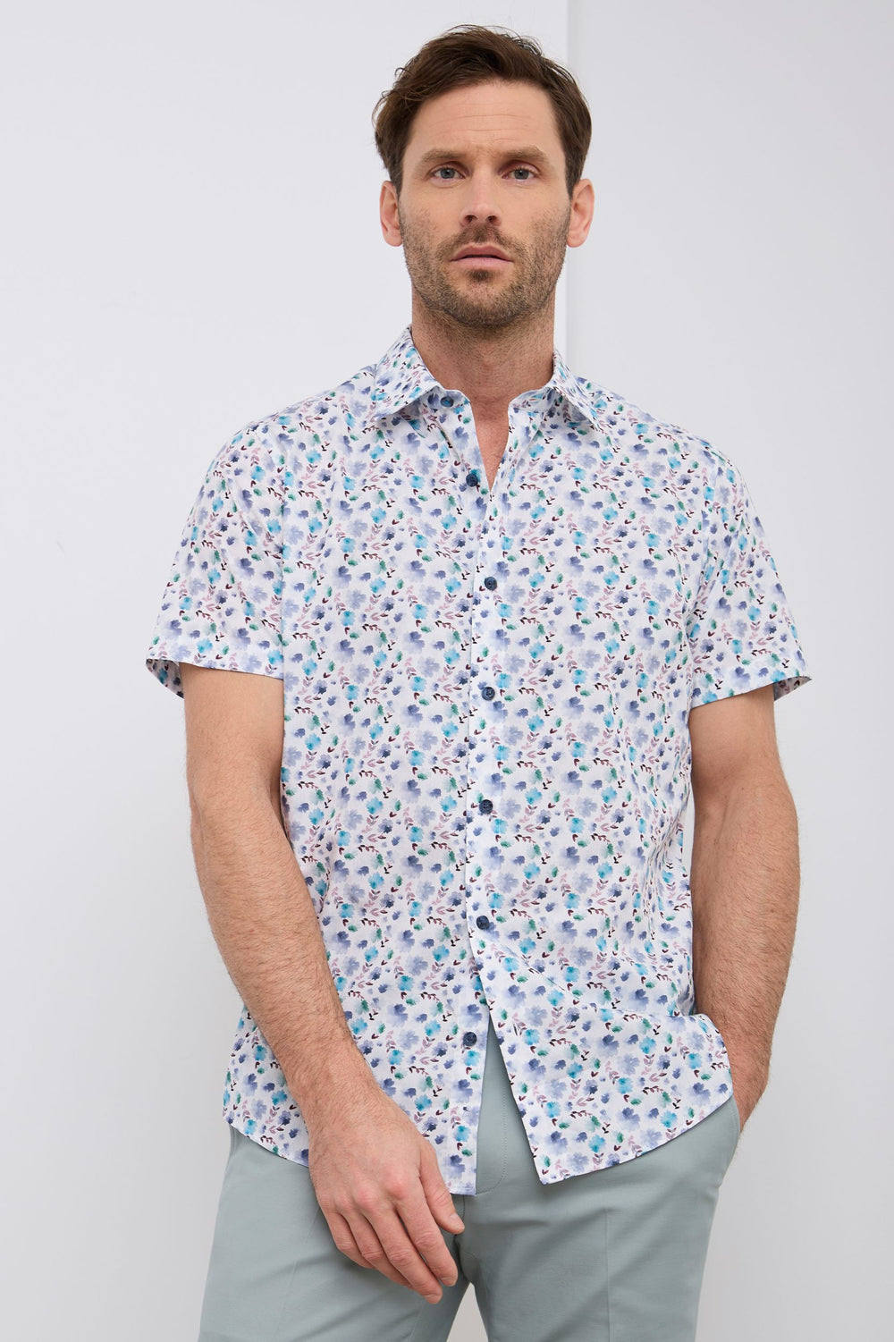 Chemise ajustée poplin imprimé