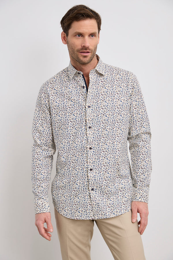 Semi-fitted flower printed shirt