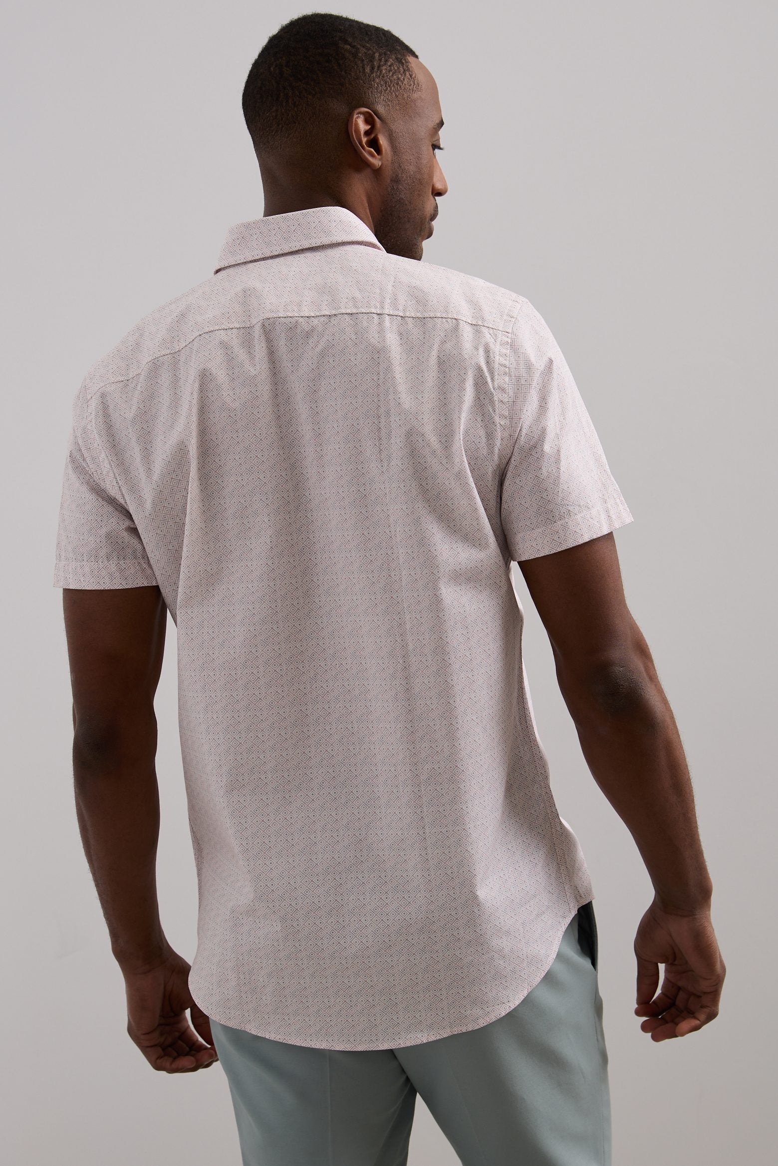 Printed poplin fitted shirt