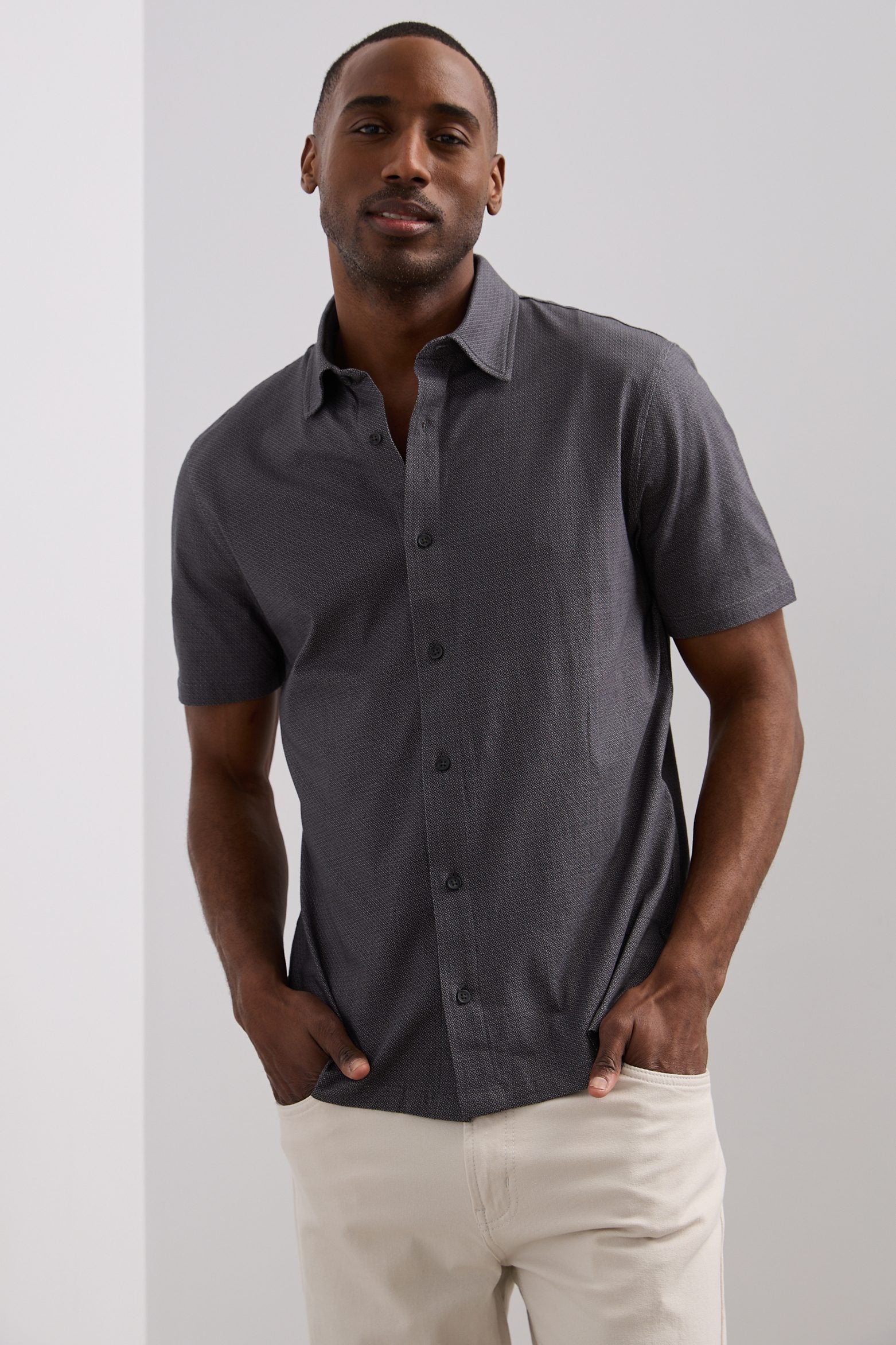 Chemise en jersey imprimé micro motif