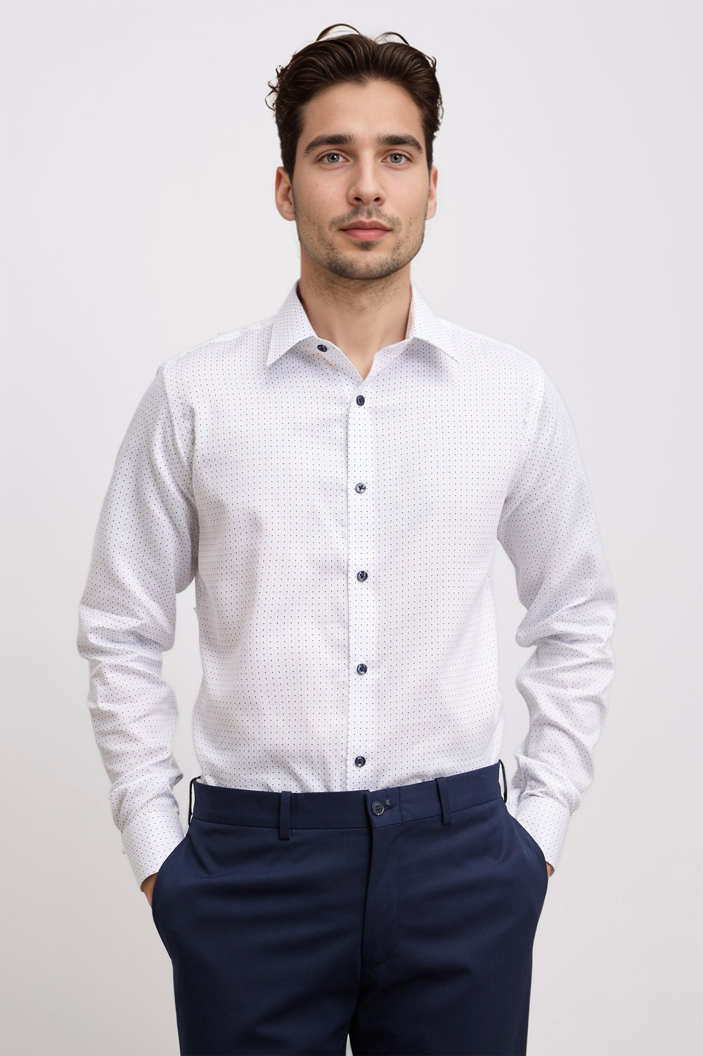 Chemise ajustée sans repassage à motif
