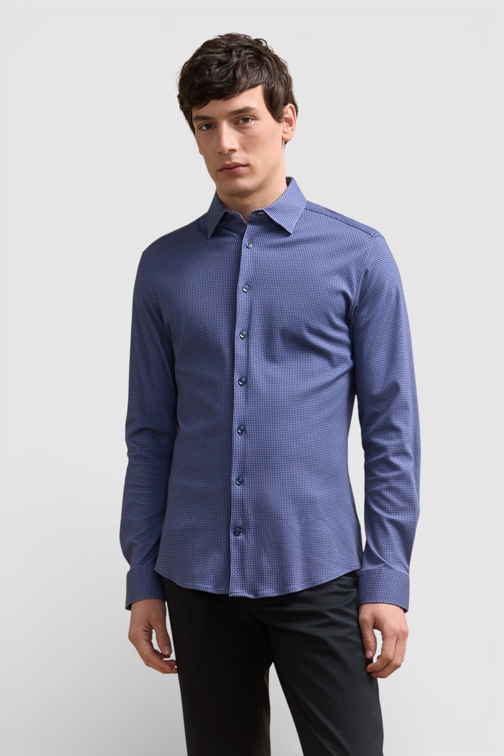 Chemise extra-ajustée en jersey micro motifs