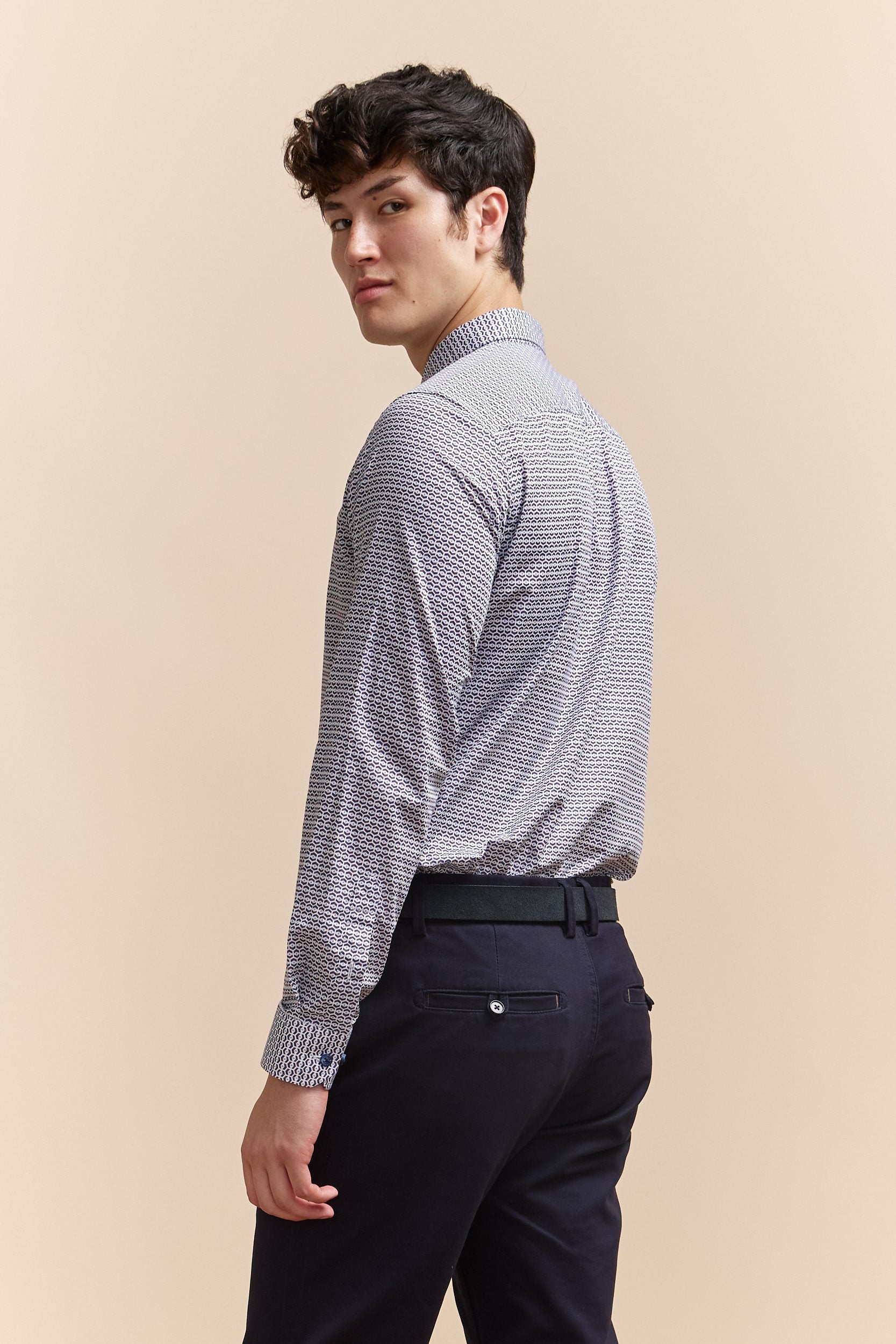 Chemise semi-ajustée poplin imprimé