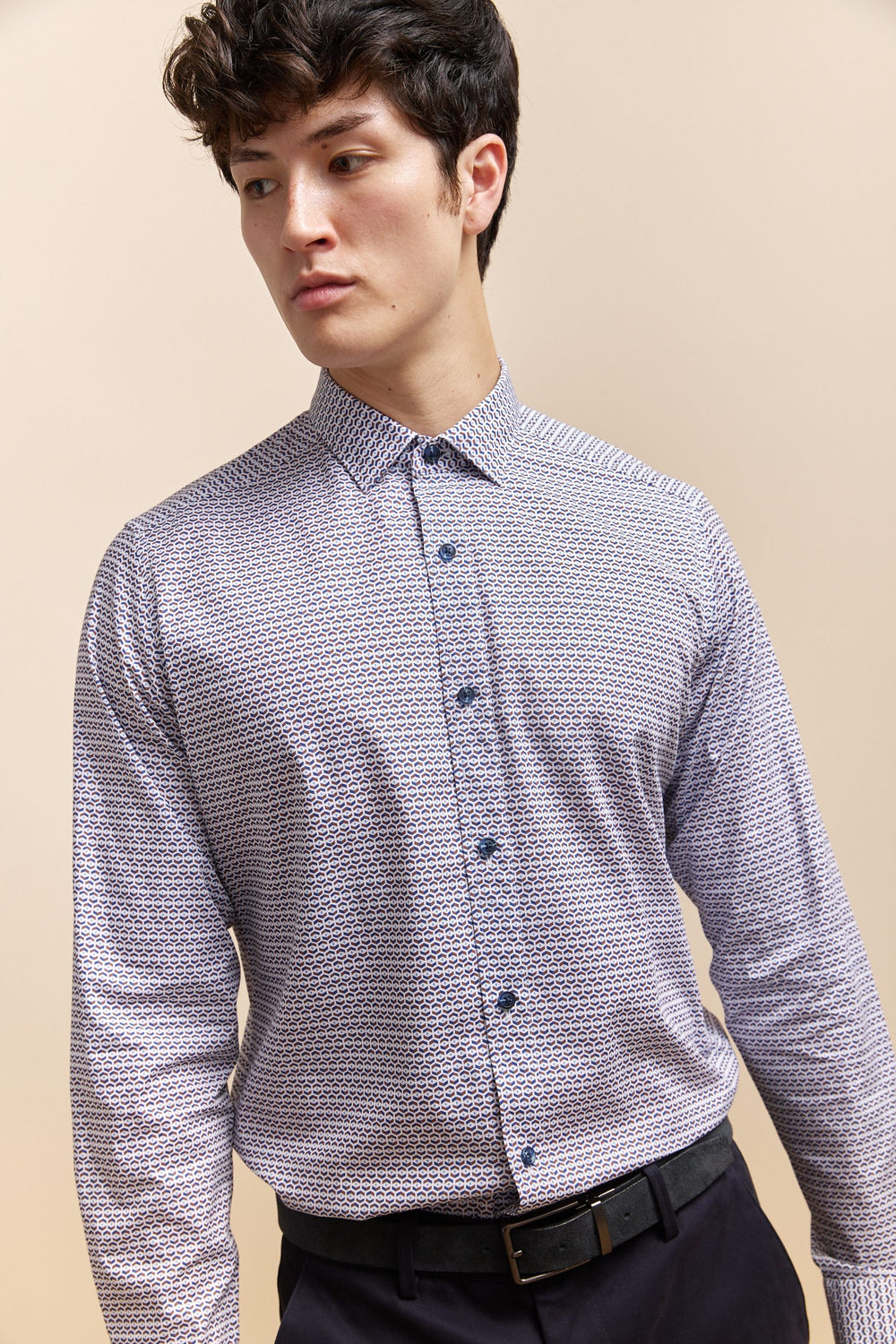 Chemise semi-ajustée poplin imprimé