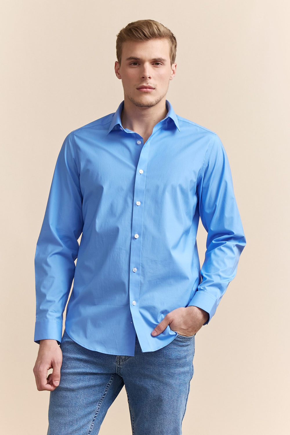 Chemise popeline extensible fit Semi-Ajustée