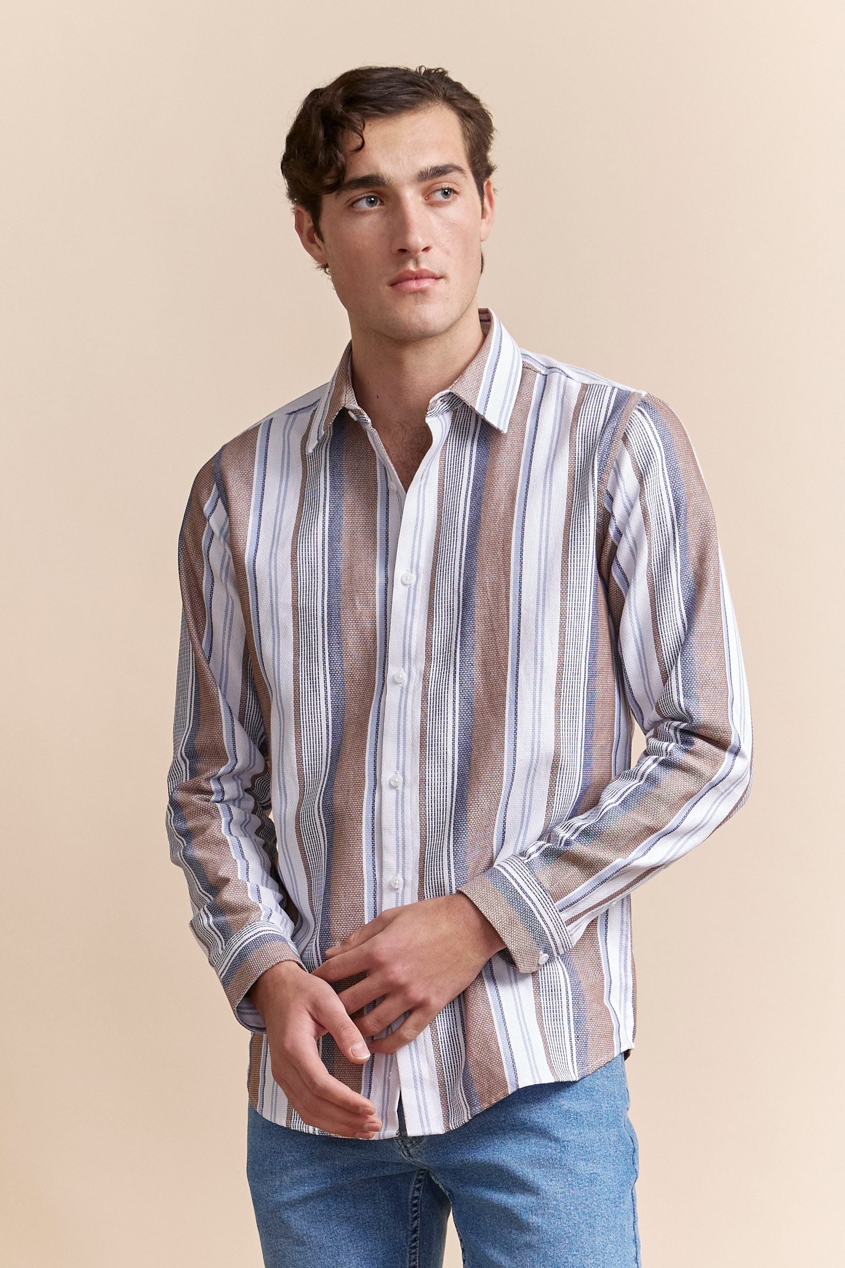 Multi tone stripes Semi-Fitted shirt