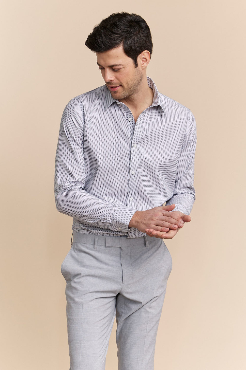 Chemise ajustée multi-tons sans repassage