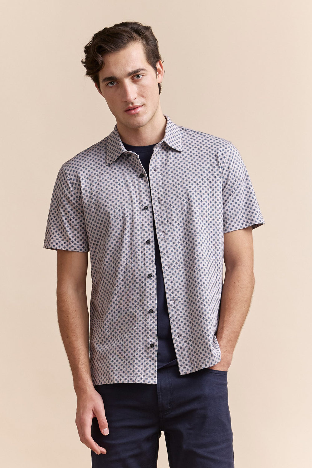 Chemise en jersey imprimé micro motifs