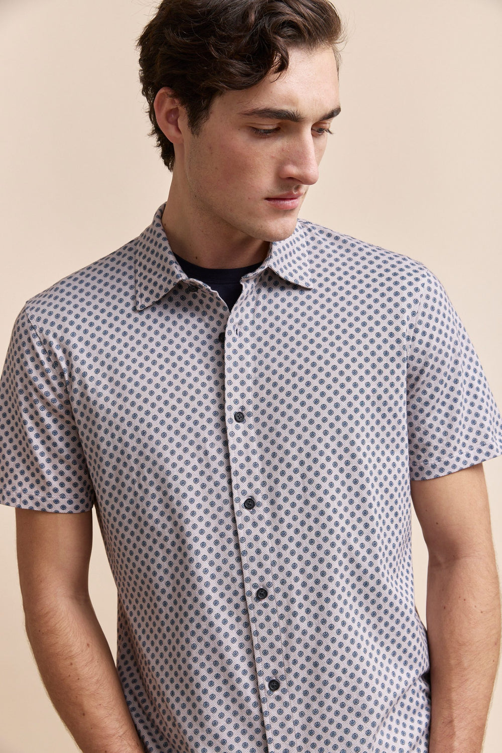 Chemise en jersey imprimé micro motifs