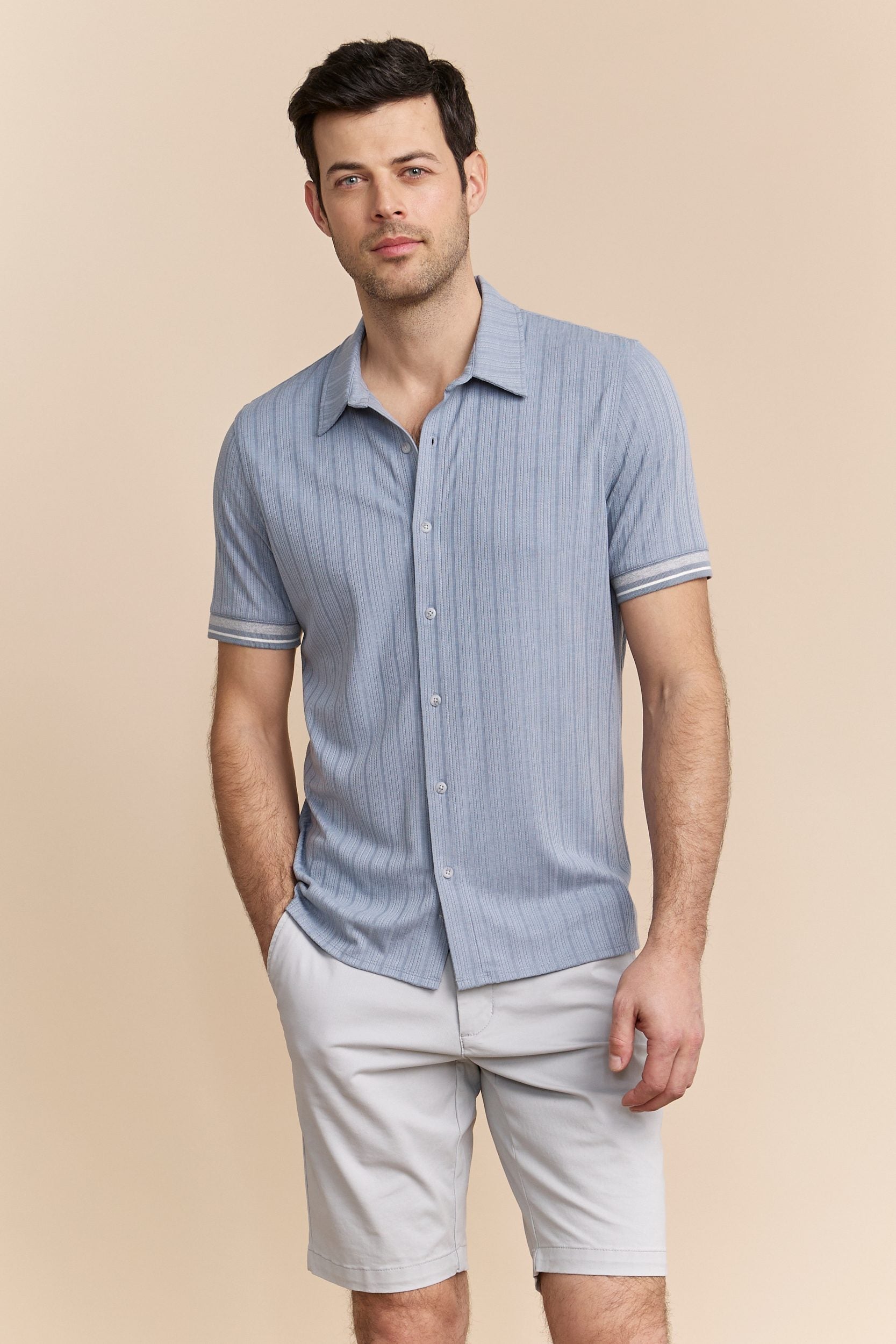 Chemise tricot côtelé texturé