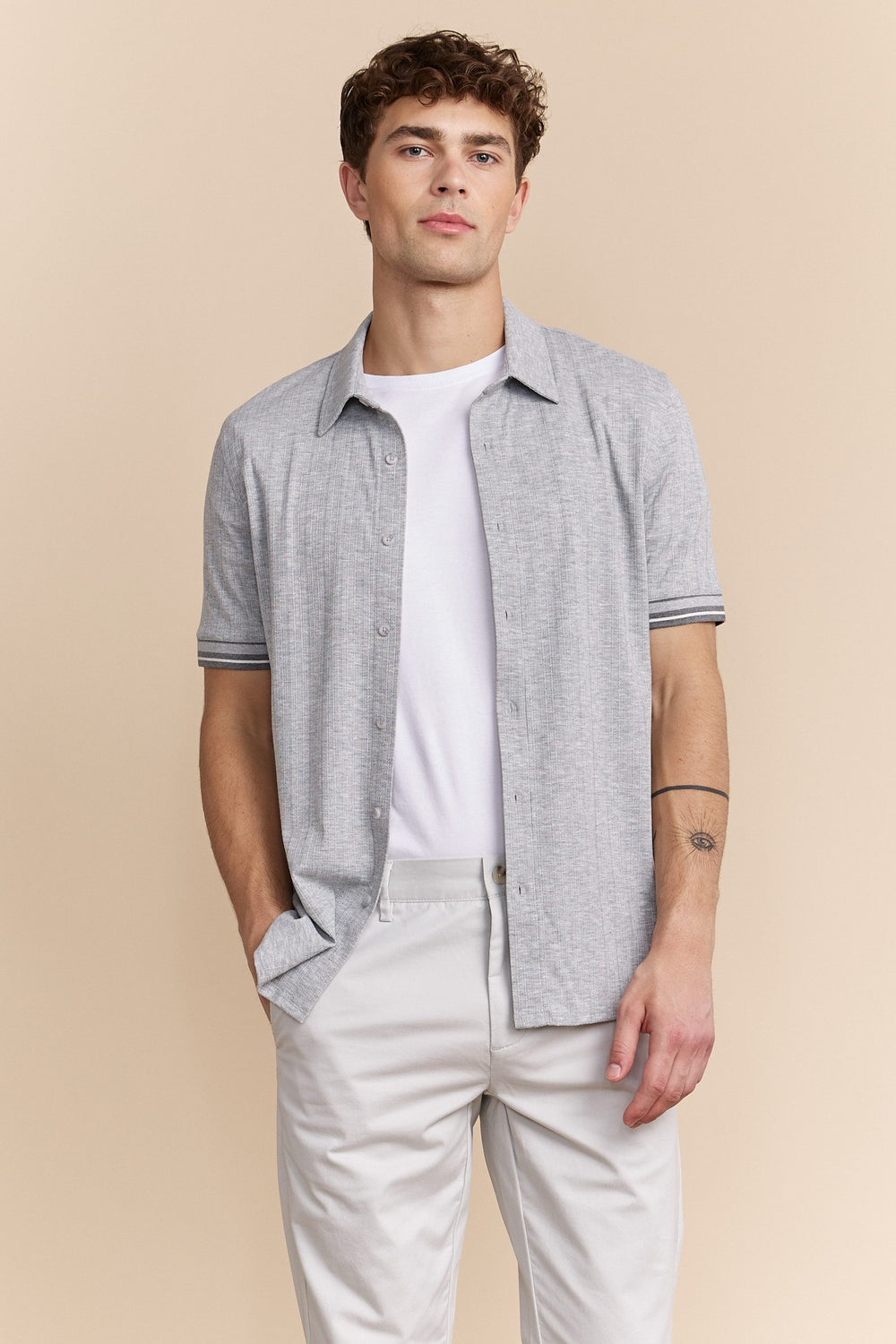Chemise tricot côtelé texturé