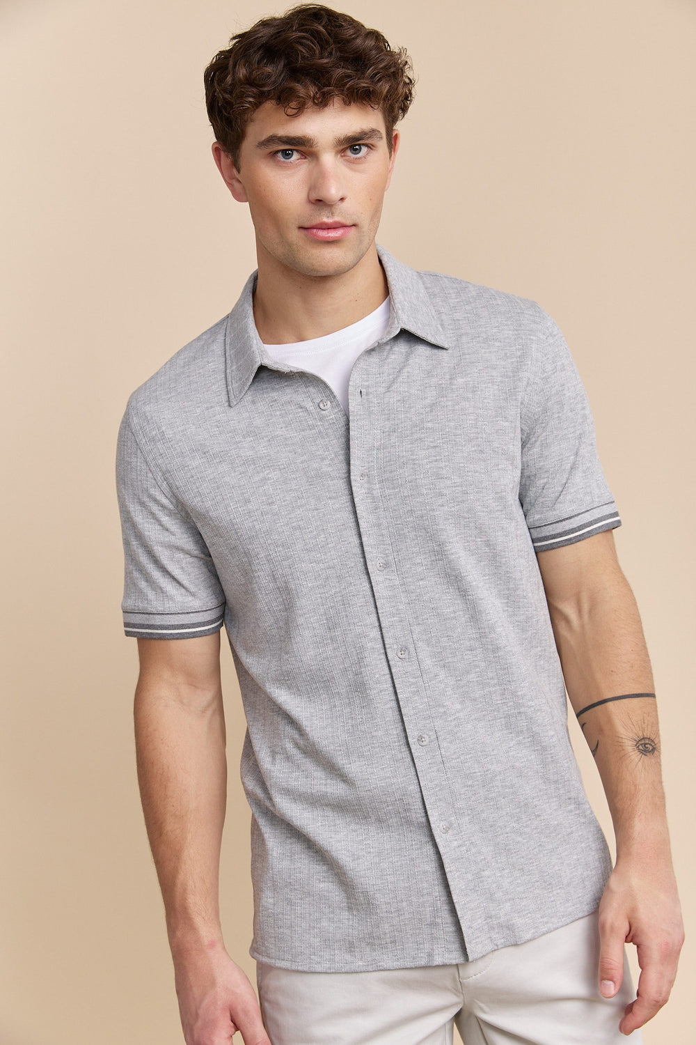 Chemise tricot côtelé texturé