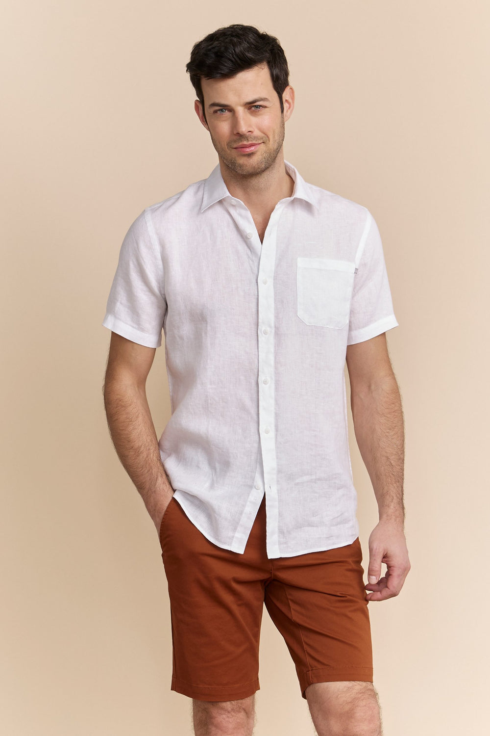 Chemise en lin à manches courtes