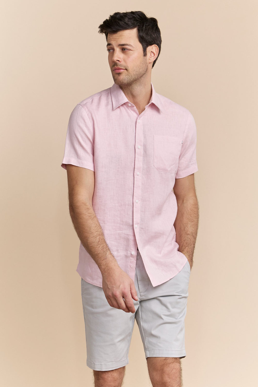 Chemise en lin à manches courtes