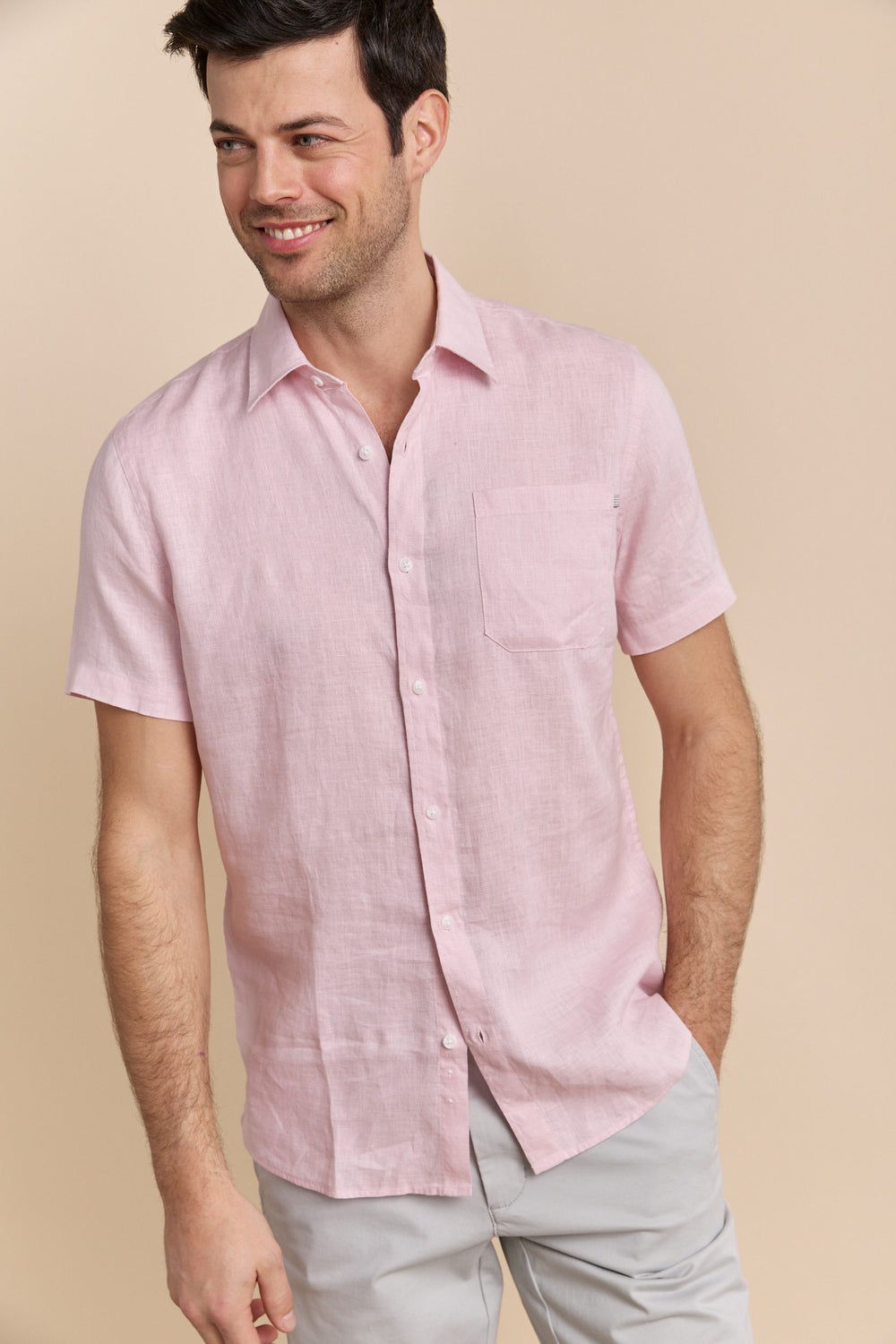 Chemise en lin à manches courtes