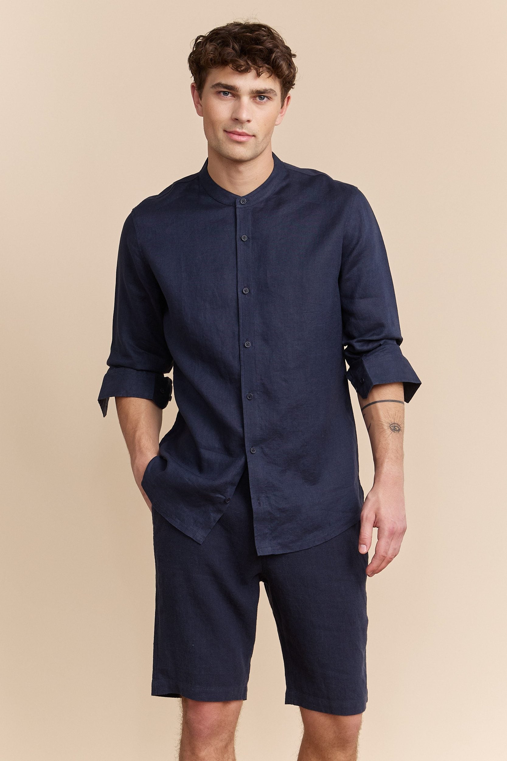 Mao collar shirt